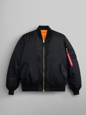 Alpha Industries MA-1 Flight Bomber Jacket Black Orange Reversible Size Medium